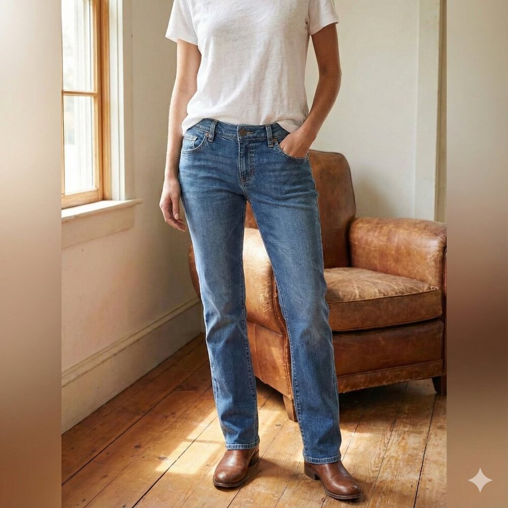 Anthropologie Floreat Blue Denim Jeans Size 44 Classic Wash Floral Pocket Detail